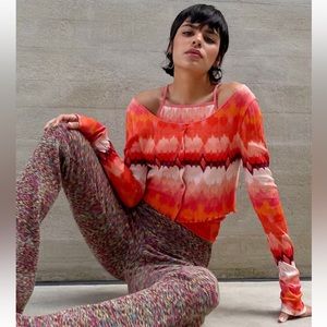 UO Urban Outfitters Tulli Cropped Cardigan and Matching High-Neck Cropped Cami